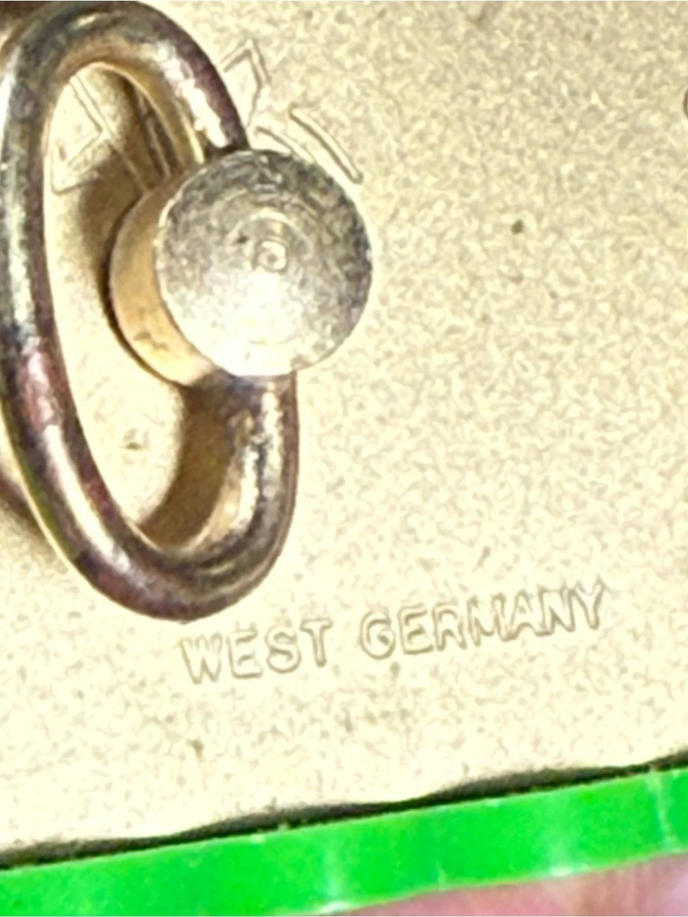 Vintage Elgin Alarm Clock – West Germany – Works – Mini 4” - Green w Gold Accent